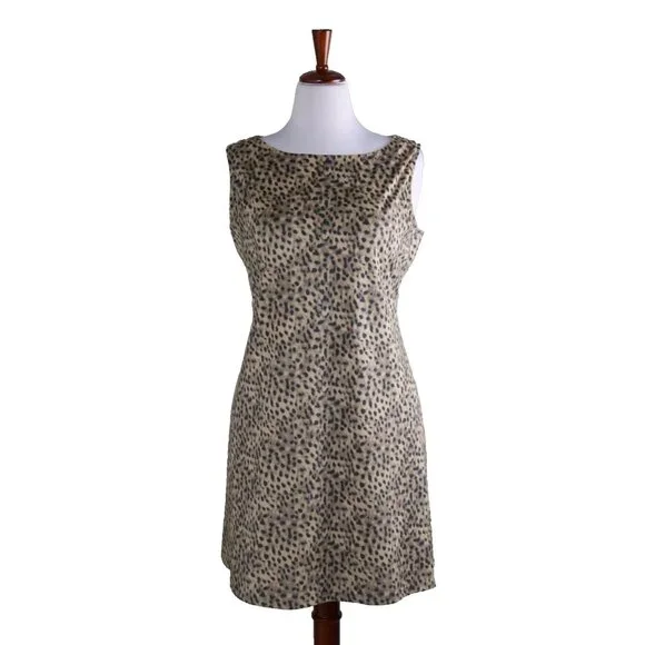 Tommy Bahama Darcy Leopard Print Shift Dress Large Golden Honey Faux Suede - Picture 6 of 9